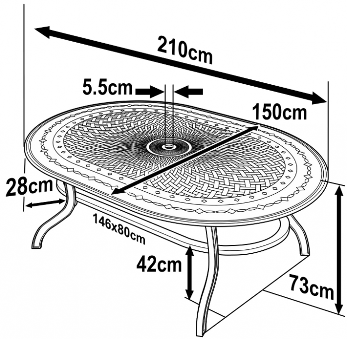 GLORIA 10-zits tuintafel