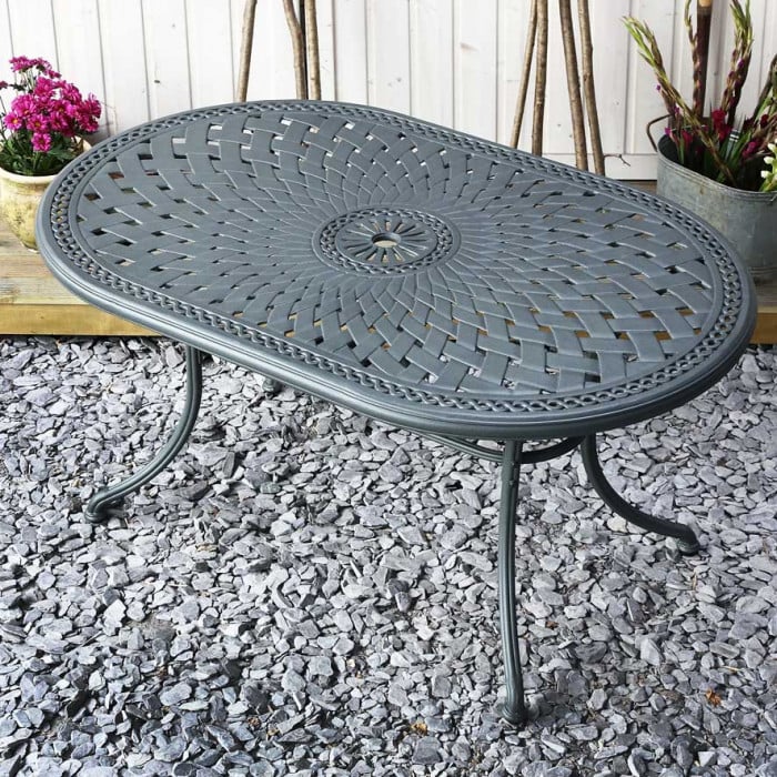 JUNE 95 x 150cm Oval Cast Aluminium Patio Table