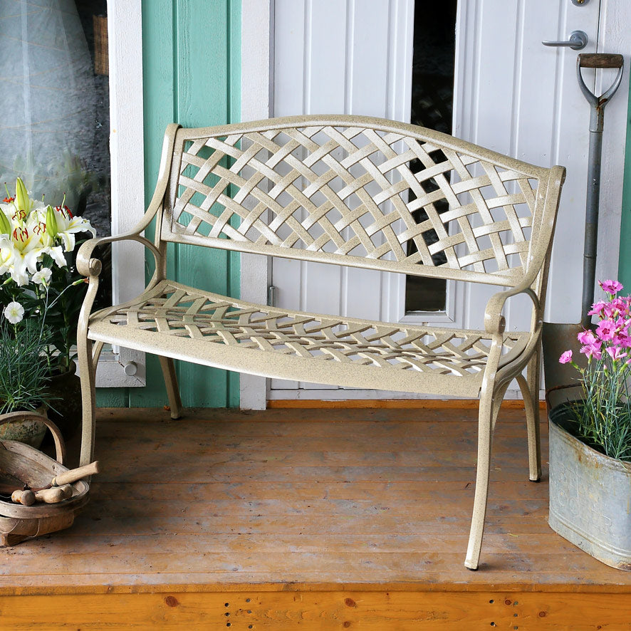 Jasmine Metal Garden Weave Bench