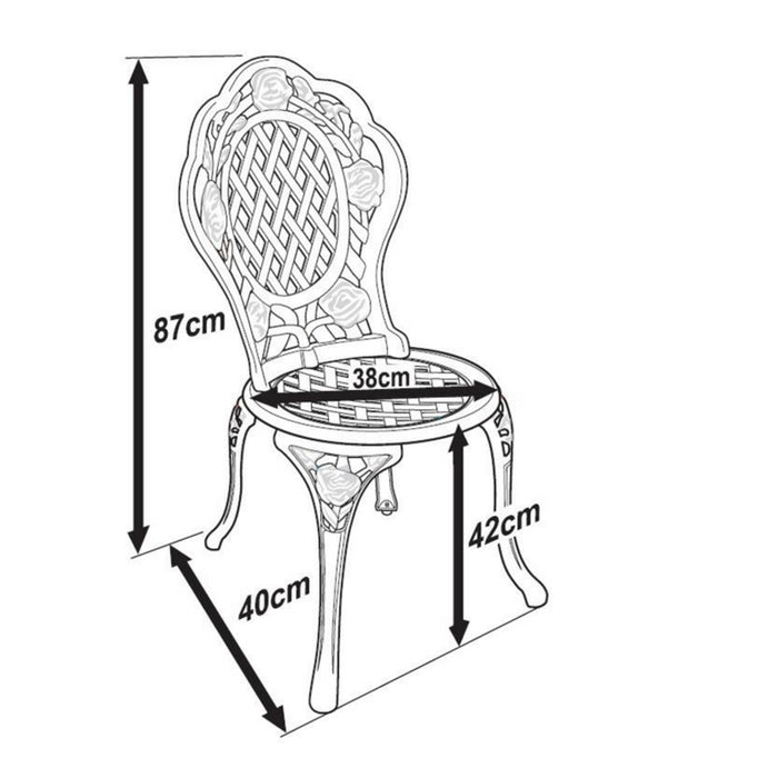 ROSE Bistroset (Tafel en 2 stoelen)