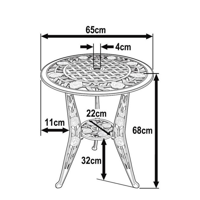 ROSE Bistroset (Tafel en 2 stoelen)